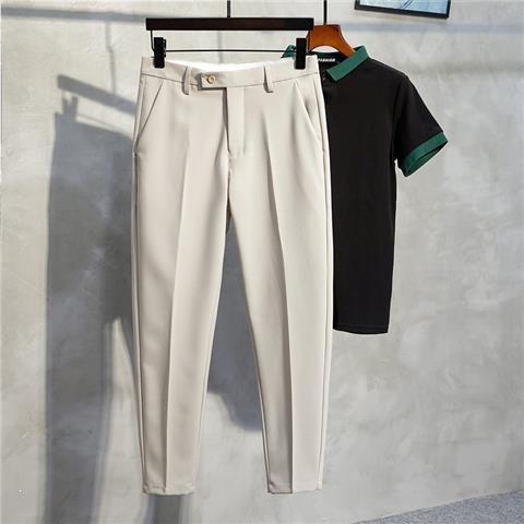Trousers Men's Casual Slim Fit Nine Points Summer Style Drape Trend Light and Mature Style Professional Dress Suit Pants Regular Pants