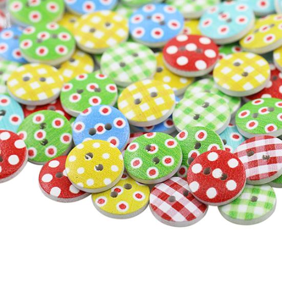 100Pcs Checker Dots Mixed Round Shape Buttons DIY Craft for Scrapbooking