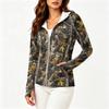 Chaqueta Ligera con Cremallera y Capucha para Mujer con Bolsillos de Manga Larga Estampada Protección Solar Ropa de Abrigo para Actividades al Aire Libre