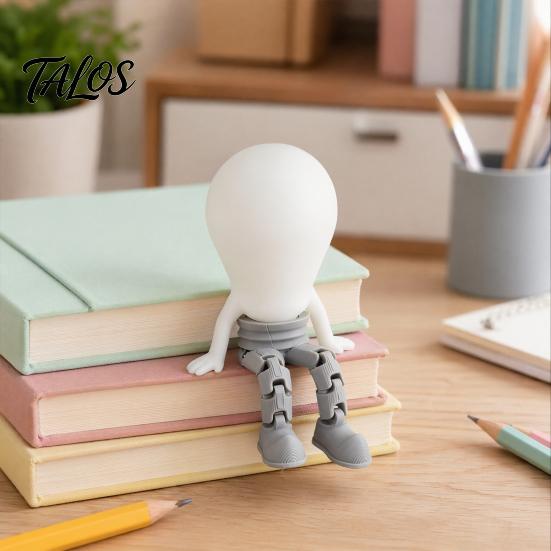 Talos 3D Printed Articulated LED Glow-in-the-Dark Action Figure, Posable Light Bulb Head Night with Movable Joints, Creative Desk Decor for
