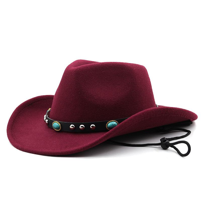 Cappelli da cowboy europei e americani delle regioni occidentali, cappelli a cilindro in lana alla moda maschile e femminile, cappelli da cowboy tibetani in stile etnico