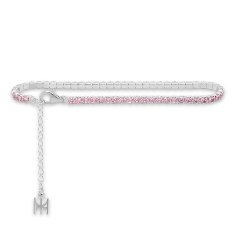 MACIER [S925] Pink Mini Tennis Bracelet (White Silver)