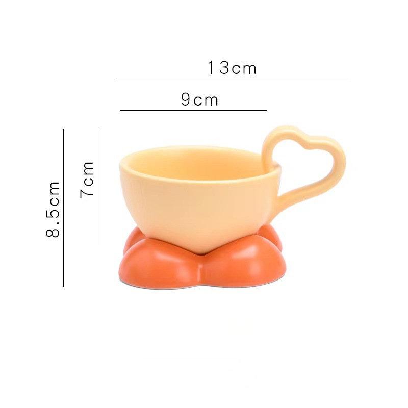 

160ML Cartoon Ceramic Coffee Cup with Saucer Espresso Mug for Girls Kids with Handle Breakfast Milk Tea Table Decor 101-200ml помаранчевий