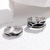 Couple Ring Thin Adjustable Open Band Stainless Steel Texture Minimalist Geometric Design Finger Ring Jewelry Gift
