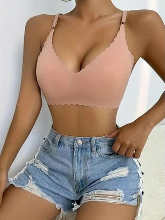 Seamless Ice Silk Push-up Wireless Bra - Wave Edge Design