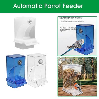 1 unidad Comedero para jaula de pájaros Comederos automáticos para semillas de loro Acrílico Con contenedor Comida Transparente Accesorios para jaula Percha Semilla R2n4