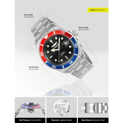 Invicta Men's 'Pro Diver' Quartz Stainless Steel Diving Watch, Color: Silver-Toned (Model: 23384)