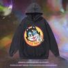 American High Street Trendy Sweater Cartoon Retro Printing Heavy Washing Loose Hooded Sweater Jacket Men And Women