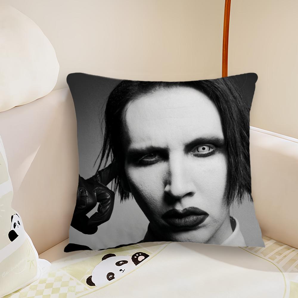 Signer M-Marilyn Manson Music cushion cover Living Room Headboard Bedroom Office Cushion Cushion Sofa Nap Time Pillow Case