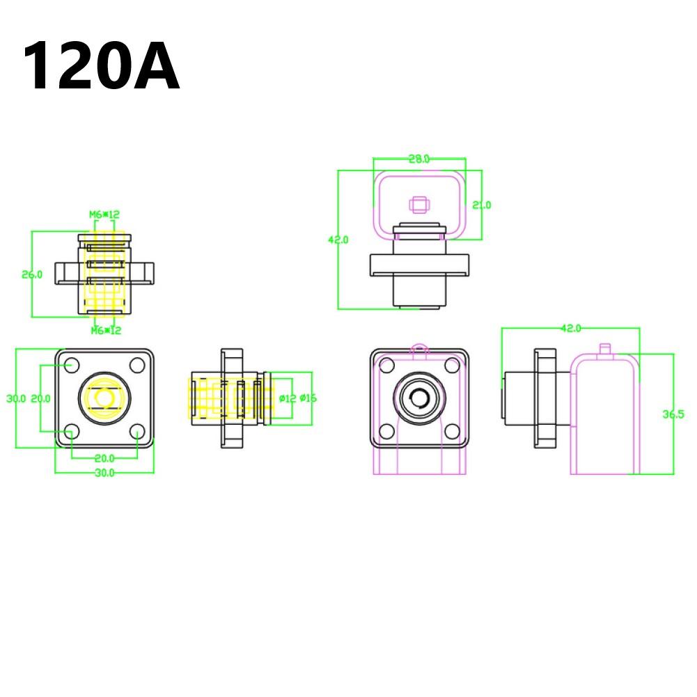 Svorkovnice 120A Svorkovnice 120A 2 ks konektoru baterie Měděná svorka