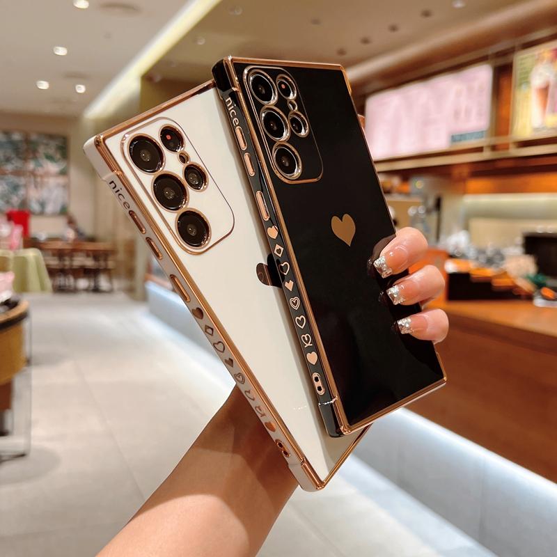 Luxury Love Heart Phone Case For Samsung Galaxy A52 A13 A53 A12 4G 5G S20 FE S22 S21 Ultra S22 Plus A52s A33 A23 A52s Soft Cover