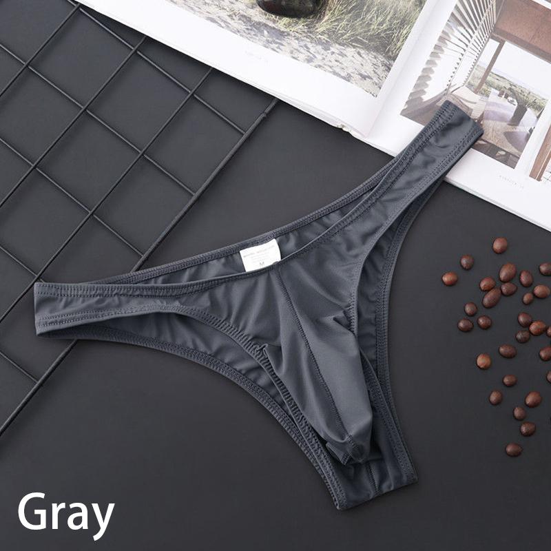 Men Briefs Breathable Thong Pouch Underwear G-String Low-Rise Transparent Panties Ultra-Soft