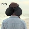 Outdoor Ladies Hat Empty Top Foldable Large Brim Bow Decor Sun Protection Anti-UV Beach Straw Cap Gardening Fishing Travel Hat