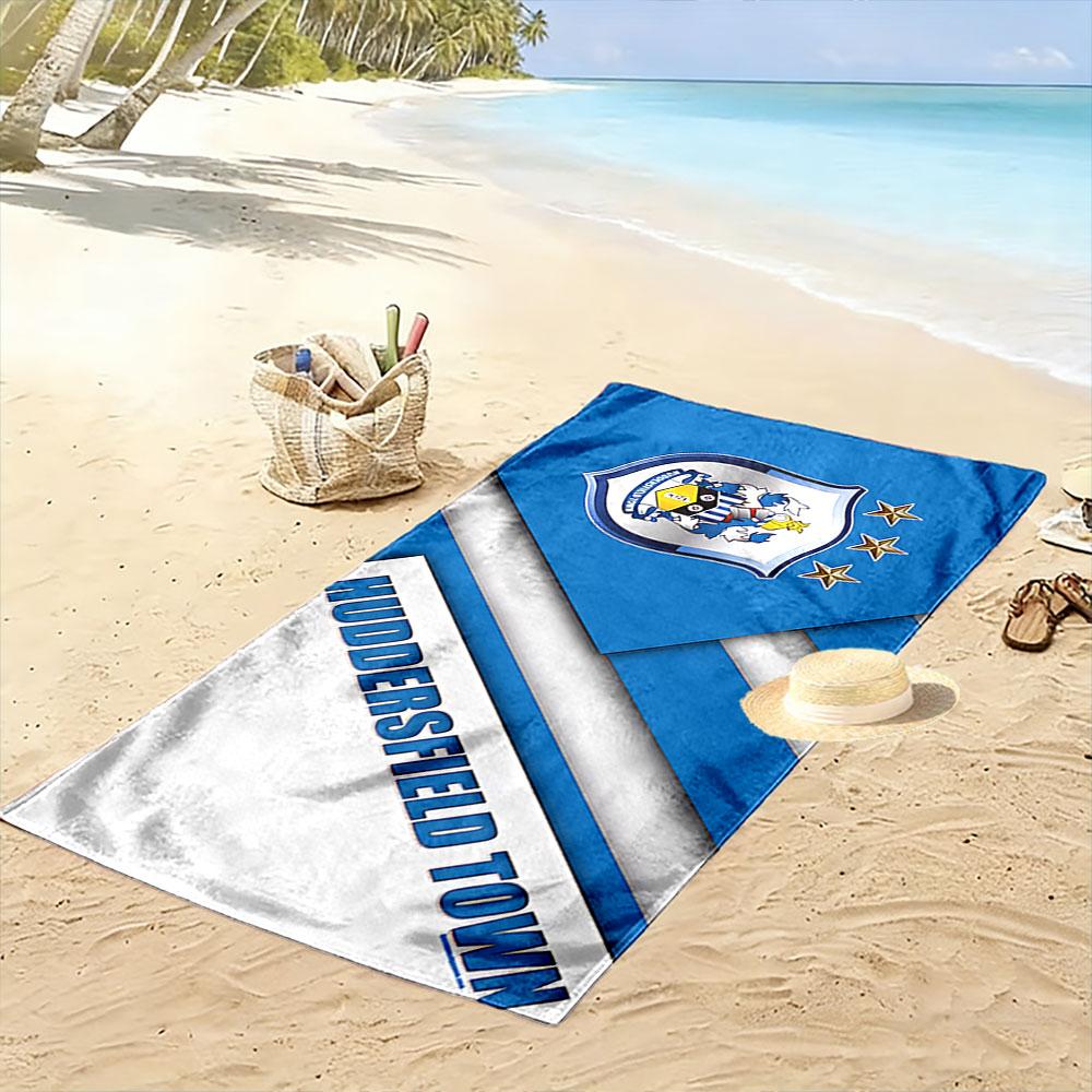 Beach Towel with Huddersfield Town FC Crest, Quick Dry Microfiber, Soft Absorbent, for Soccer Fan Pool Beach Travel