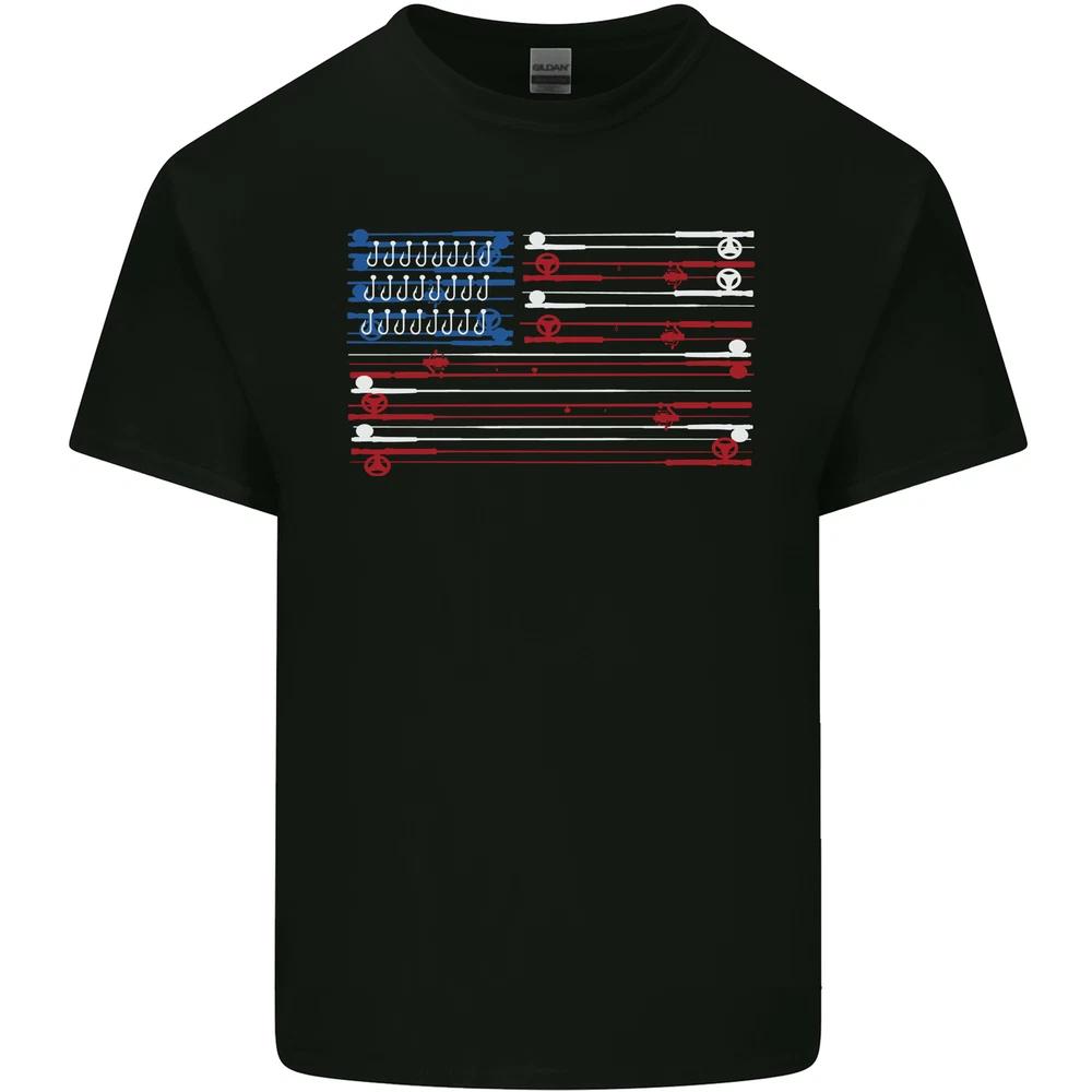USA Fishing Flag FisherUnisex American Unisexs Light Cotton TShirt S