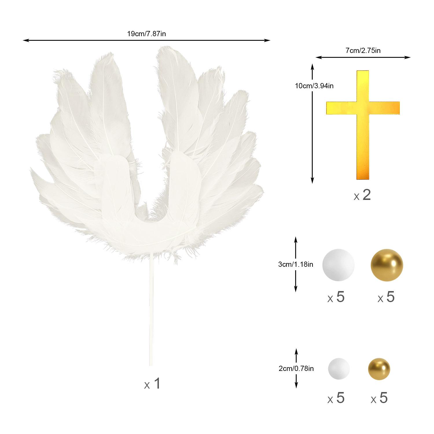 White Feathers Cake Decoration Baptism Cake and Angel Cake Decoration Cross Decoration Baptism Party Favors Baptism Party