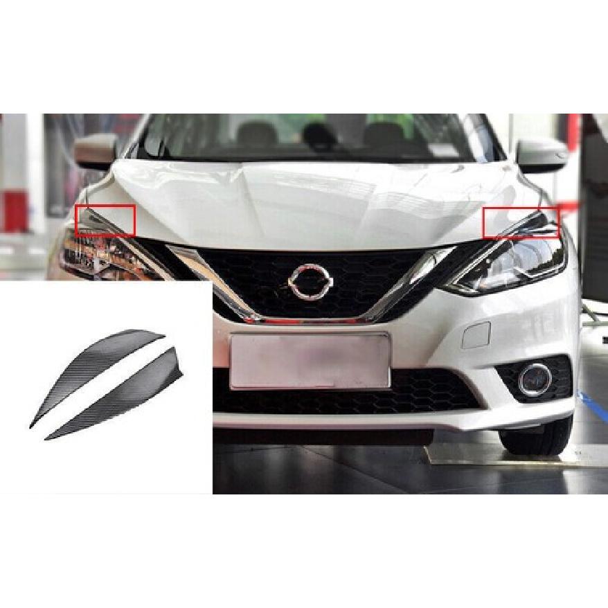 For Nissan Sentra 2016-2019 Carbon Fiber Front Headlight Eyebrow Eyelid Strip 2X