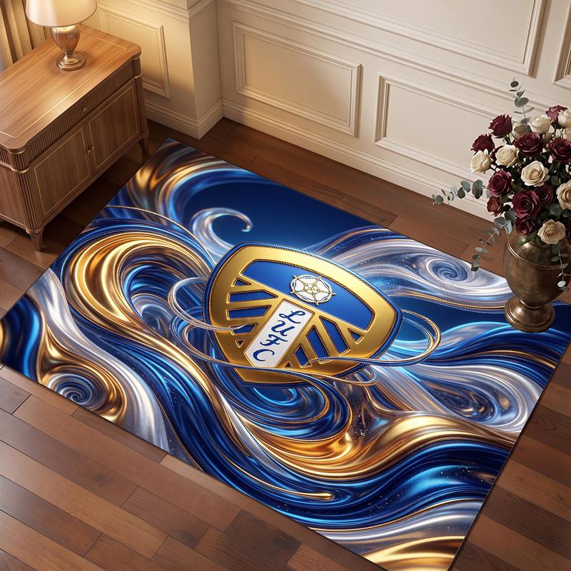 Tappeto in Velluto di Cristallo con Stampa del Leeds United Football, Comodo Assorbente d'Acqua Antiscivolo Tappeto per Pavimenti Interni