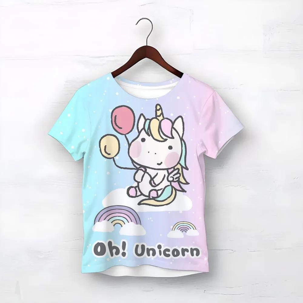 Vysoce kvalitní tričko Smile Unicorn Růžová trička pro dívky Léto 2025 Dětské oblečení Nejlepší dárek k narozeninám pro miminko Dětské topy