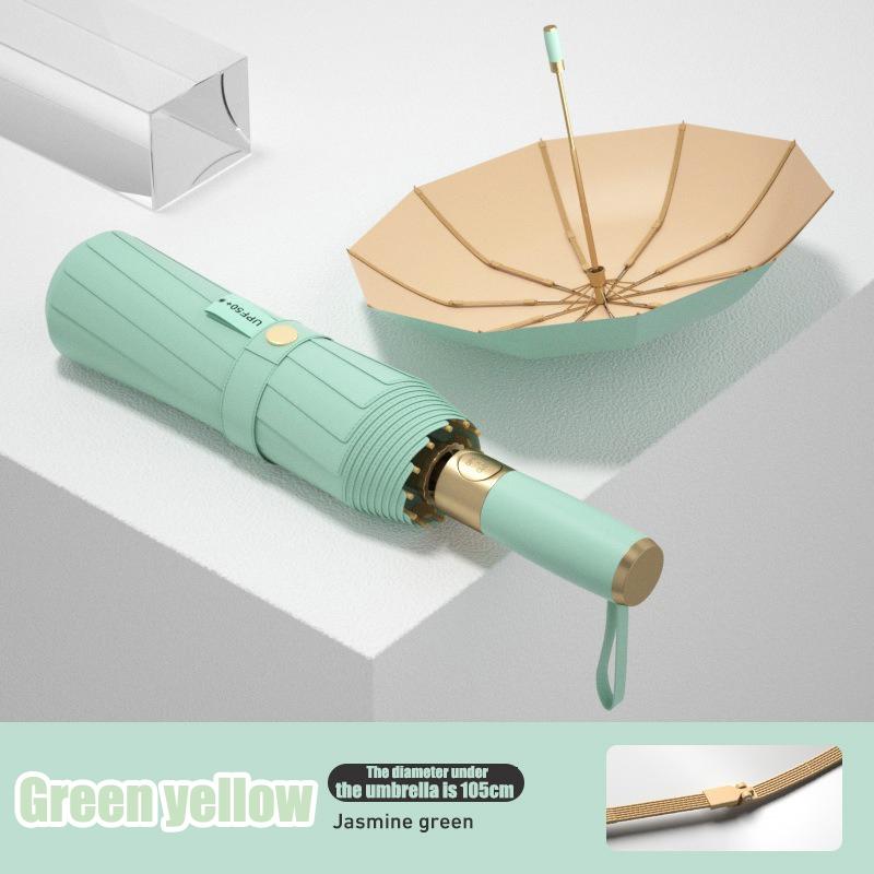 10-Bone Automatic Colorful Uv Protection Umbrella Storm-Resistant Suitable For Both Sunshine Rain Sunshade Or Sunscreen Umbrella