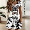 Ladies V Neck Elegant Freesia Floral Plus Size Summer Short Sleeve Loose Gown