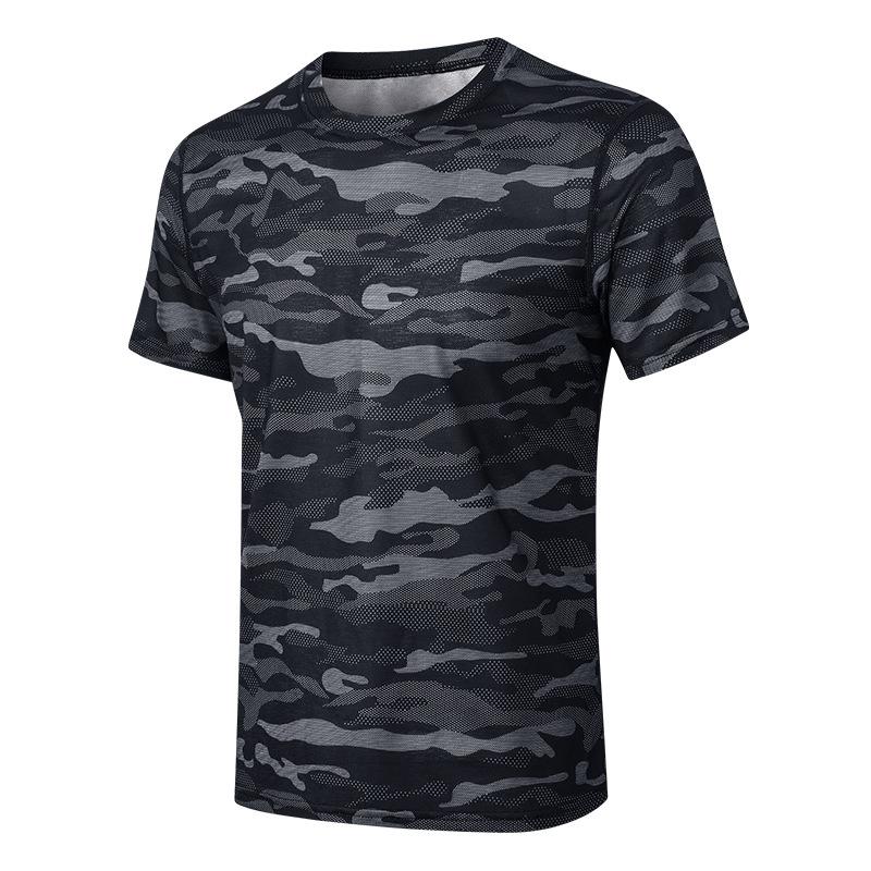 IELGY Quick-drying Camouflage Sports T-shirt Breathable Men Short Sleeve Loose Top Running