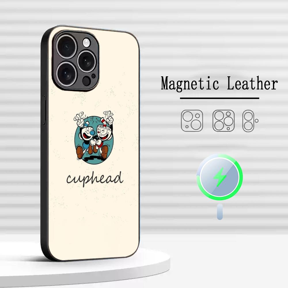 

Cute cup-Head classic cartoon pattern Phone Case For iPhone 17 16 15 14 13 12 Plus Pro Max High-end Luxury Magsafe Sheepskin iPhone Air
