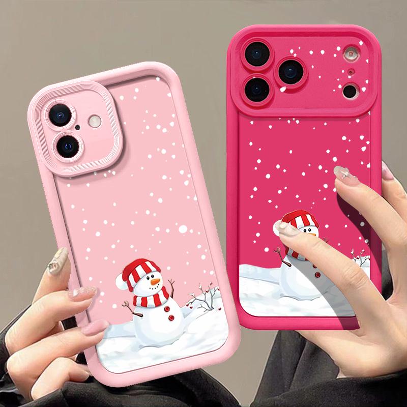 Christmas Snowman Soft TPU Phone Case For iPhone Air 16e 17 16 15 14 Pro Max 13 12 Pro 15 16 14 Plus Shockproof Silicone Cover