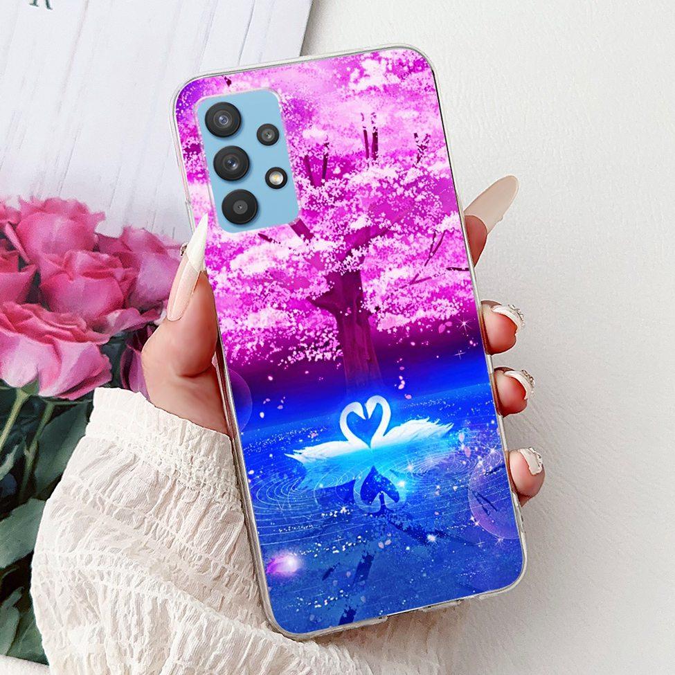 For Samsung A32 5G Case SM-A326B Clear Cute Cat Fashion Funny Painted Back Cover For Samsung Galaxy M32 5G Phone Case SM- M326B