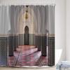 Moroccan Style Shower Curtains with Hooks, Vintage Architectural Plants, Polyester Fabric, Interior Decoration