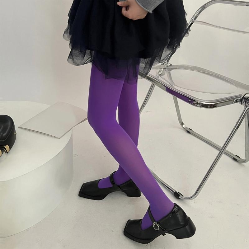 Run Resistant Solid Colored Semi Opaque Footed Tights High Waist Pantyhose Control Top Tights Halloween Cosplay Costume
