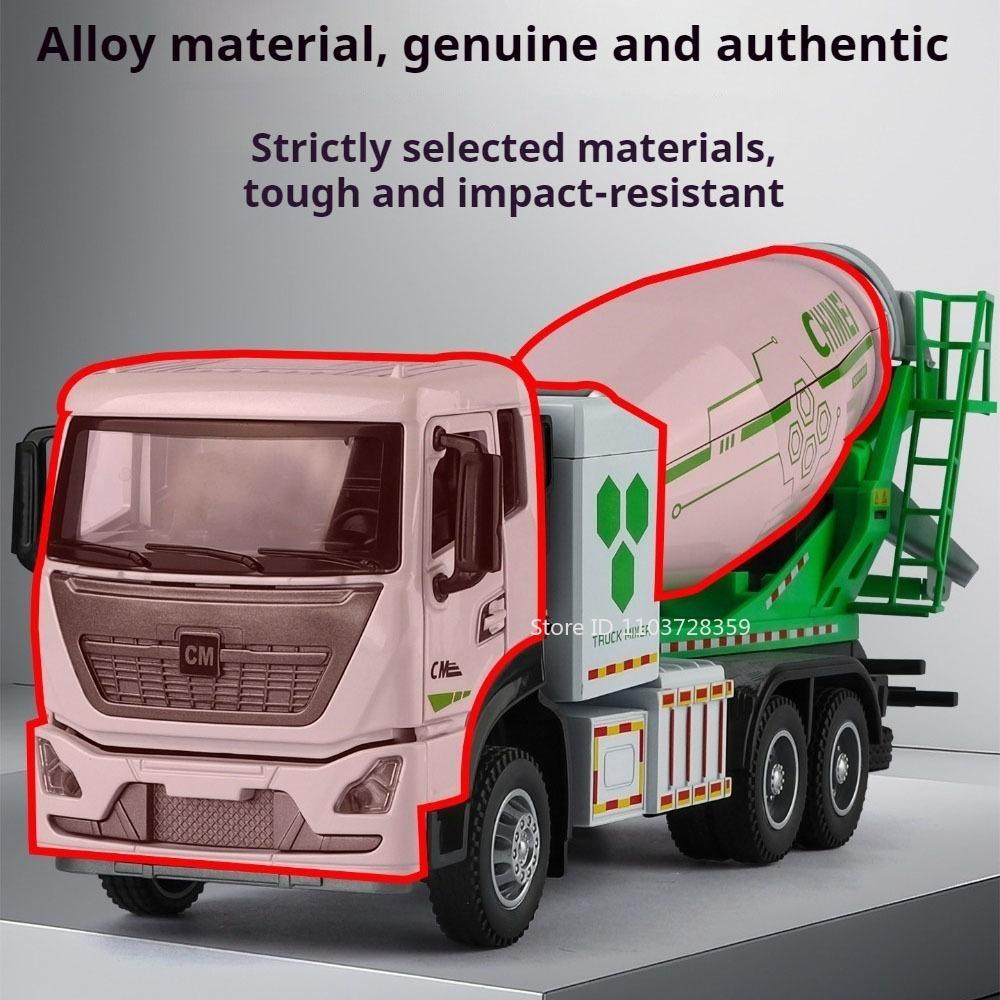 1:32 Concrete Mixer Truck Model Toys Metal Diecast Urban Sweeping Trucks Doors Opened Pull Back Sound Light for Kids Edutainment