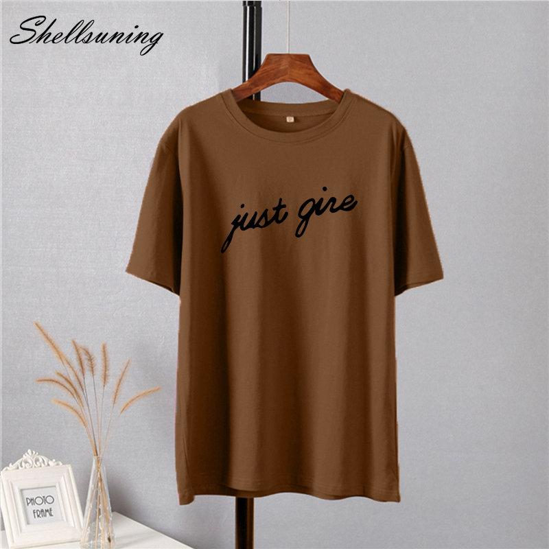 Shellsuning Casual Lose T Shirts Frauen Sommer Trendy Baumwolle Harajuku Graphic Tees Weibliche Einfache Kurzarm Brief Gedruckt Tops