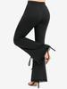 Rosegal Plus Size Lace Trim Lace-up Split Pockets Solid Flare Pants
