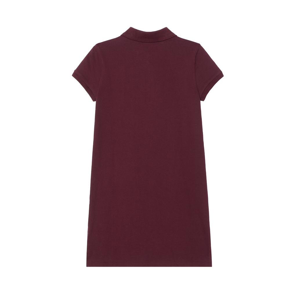Polo Ralph Lauren Dress Ss24 Logo Embroidered Polo Collar Midi Short Sleeve Kids Dress Burgundy 313910193-003