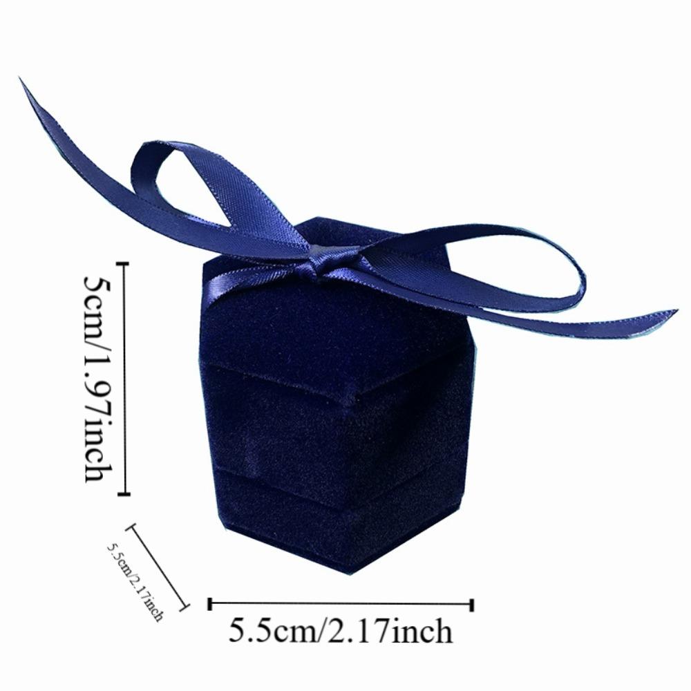 Ribbon Flocking Ring Box Velvet Ring Display Case Portable Jewelry Organizer  Spouse
