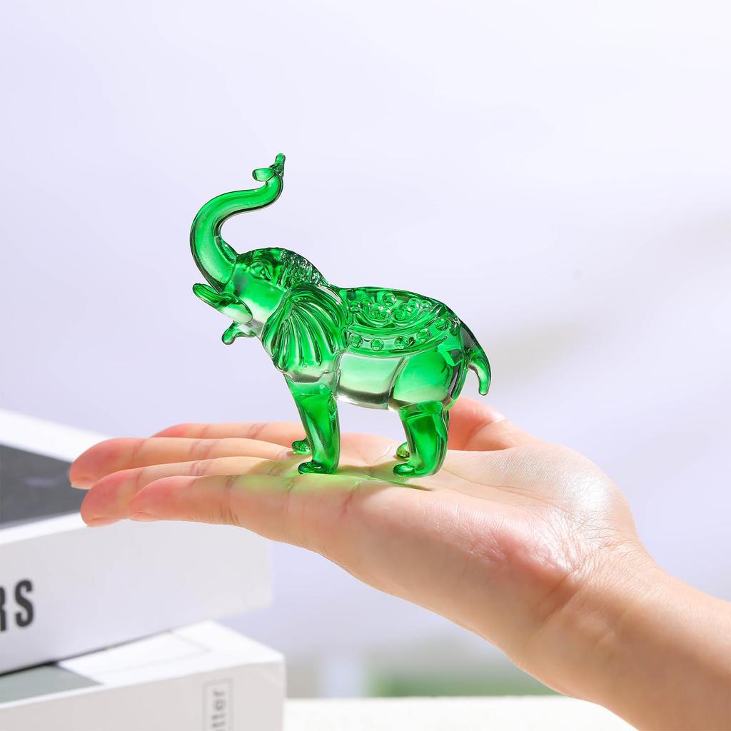 Carina Statuetta Elefante in Vetro di Cristallo, Regalo da Collezione per Amante degli Elefanti Statua Animale Ornamento per Decorazioni Domestiche