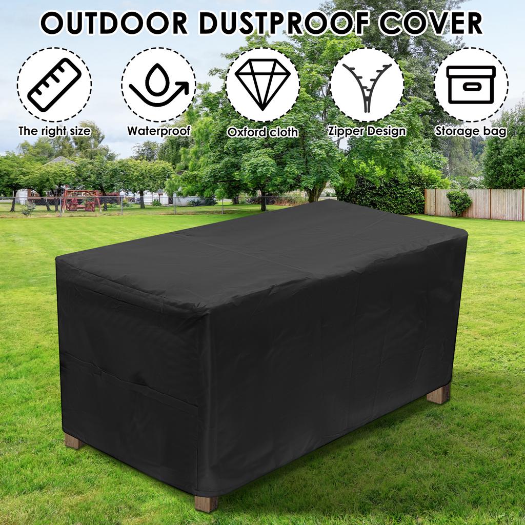 Patio Deck Box Cover Oxford Cloth Waterproof Storage Bench Cover with Zipper Multipurpose Outdoor Furniture Dustproof Protector
