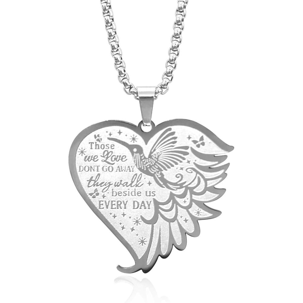 Hummingbird Necklace for Women Sterling Silver Heart Memorial Pendant Live in the Moment Motivational Gifts