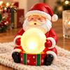 Resin Ornament for Desktop Light Up Santa Claus Figurine, Christmas Statue Holding Glowing Crystal Ball, Warm USB Powered Lamp Night Light,