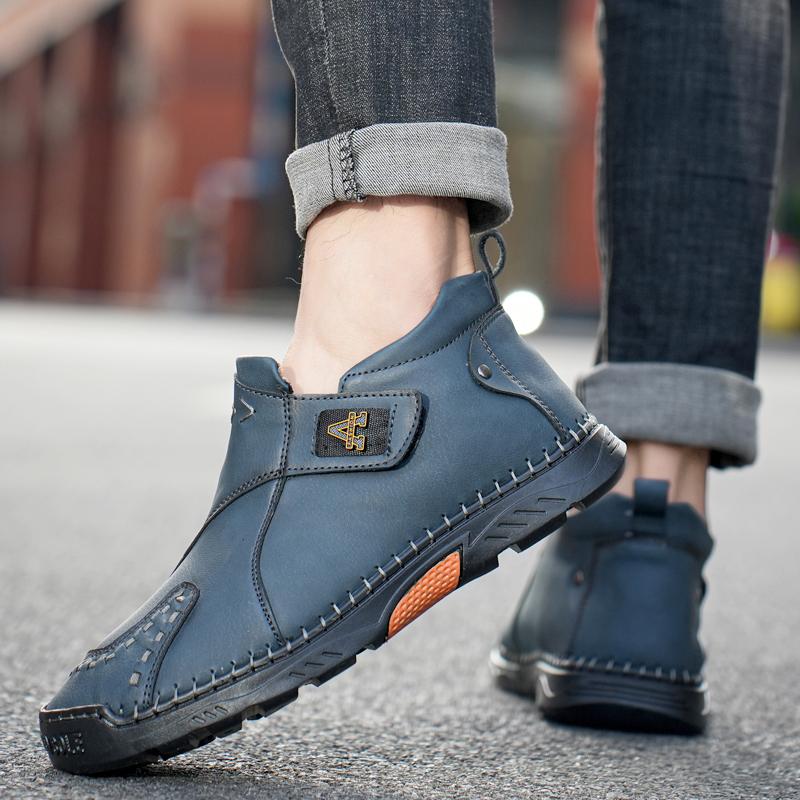 2024 New Natural Leather Men Casual Shoes Fashion Elegant Luxury Classic Spring Autumn Top Quality Outdoor Leisure Hiking Shoes