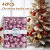 42Pcs 3/4/5cm Christmas Balls Set Glitter Surface Various Pattern Christmas Balls Shatterproof Home Reusable Ornaments