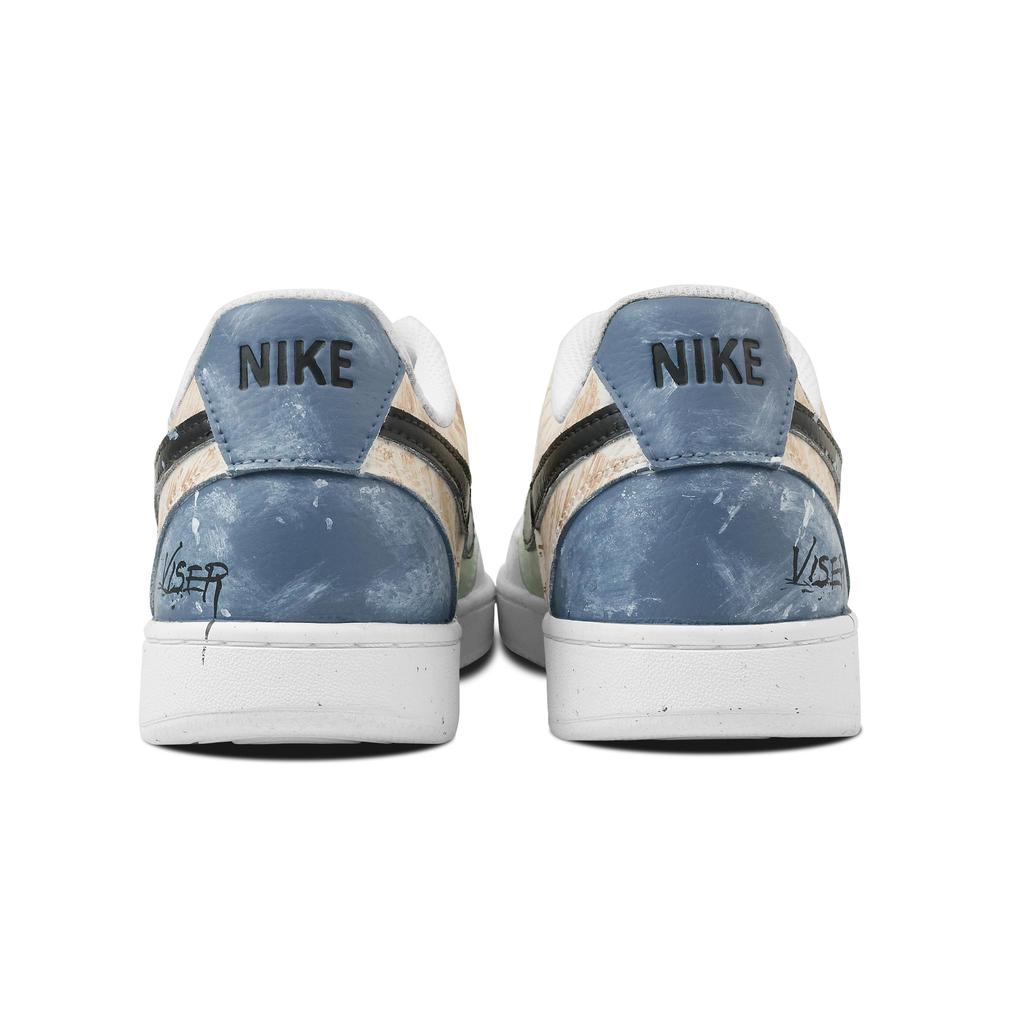 Nike Court Vision 1 Slip Resistant Abrasion Resistant Low Top Skateboard Shoes Men's Gray Blue DH2987-101(Team1171-visfe-)