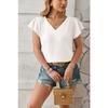 Summer New V-neck Fashion Short Sleeve Casual Women Blouse Elegant Loose Pleated Office Tops Solid Color Simple Loose Slim Women Vlothing