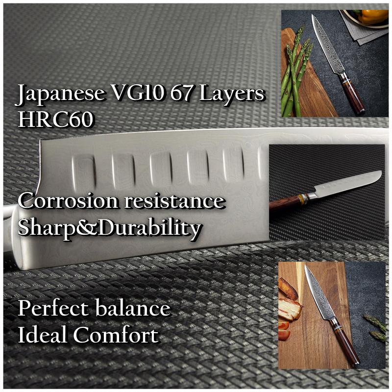 Set di 5 coltelli giapponesi vg10 Damasco Coltelli da cucina Chef Nakiri Santoku Coltello multiuso per affettare