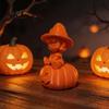 Halloween Entrance Decor 3D Printed Pumpkin Girl Figurine, Spooky Witch Statue, Desktop Sitting On Ornament for Party Decoration