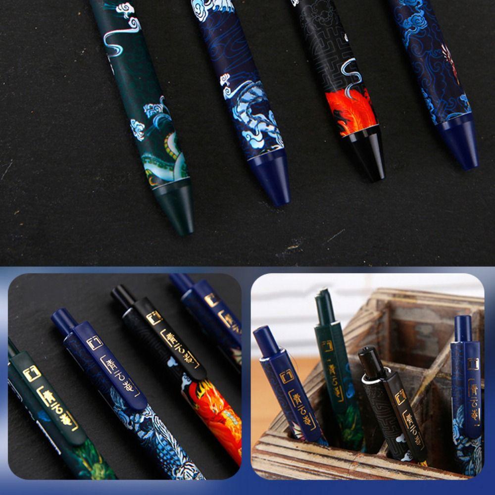 4pcs/set Four Beasts Ancient Style Gel Pen Quick-drying Signature Pen Beast Neutral Pen  Stationery