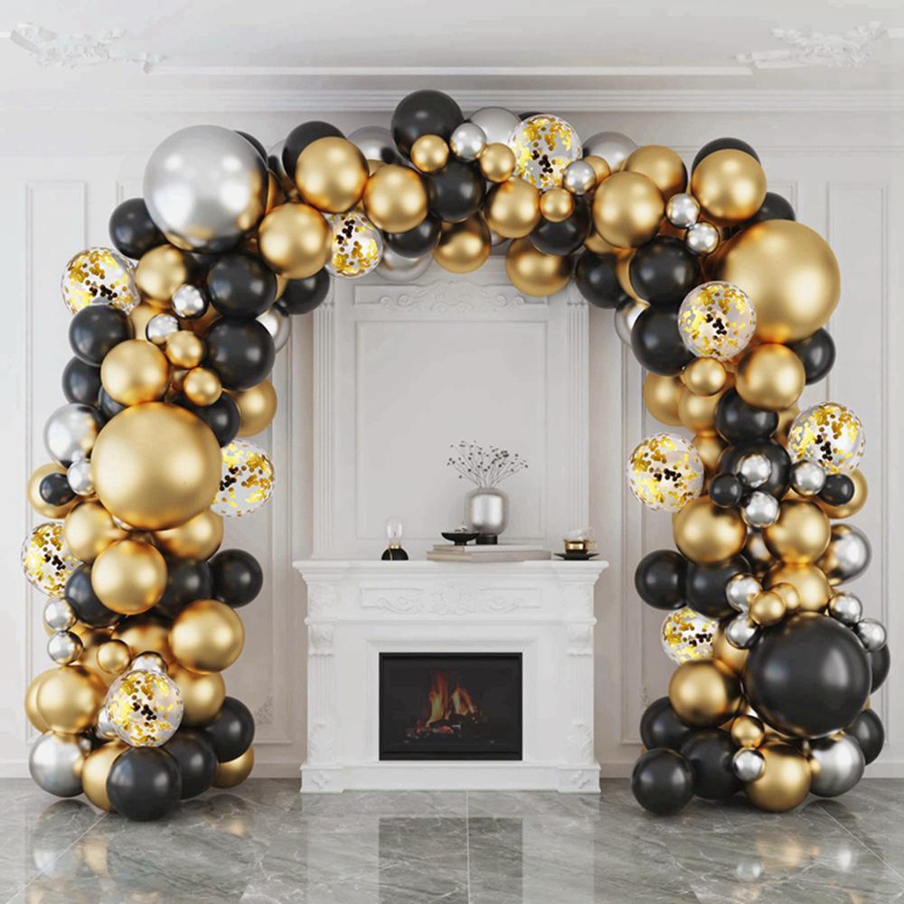 Black Gold Sequins Latex Balloon Chain Set Birthday Party Decoration Balloon Wedding Package