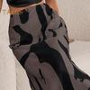 Skirt Fishtail Geometric Women Print Aline Skirt High Waist Large Hem Ribbed Office Lady Skirt Workwear
