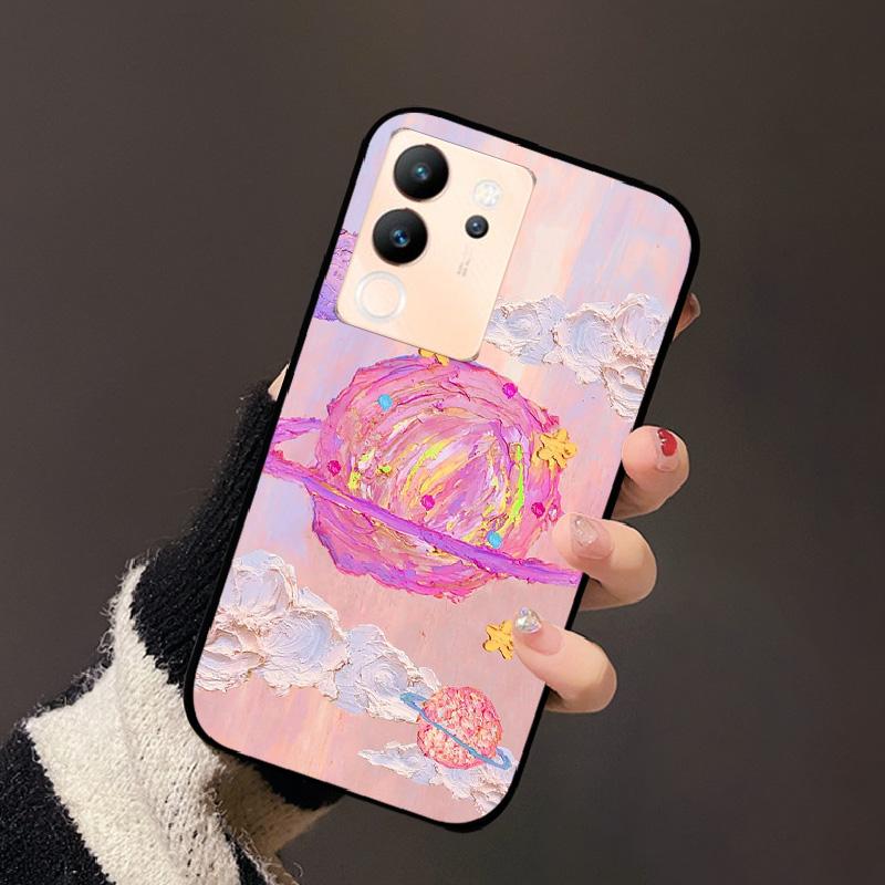 For Vivo V30 Lite 5G Case Fashion Cat Astronaut Flower Phone Bag For Vivo V30Lite 5G Luxury Protector Fundas Black Coque